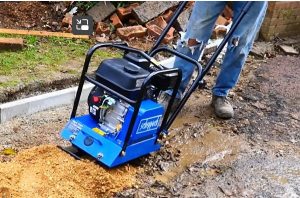 compactor plate on sand and ballast