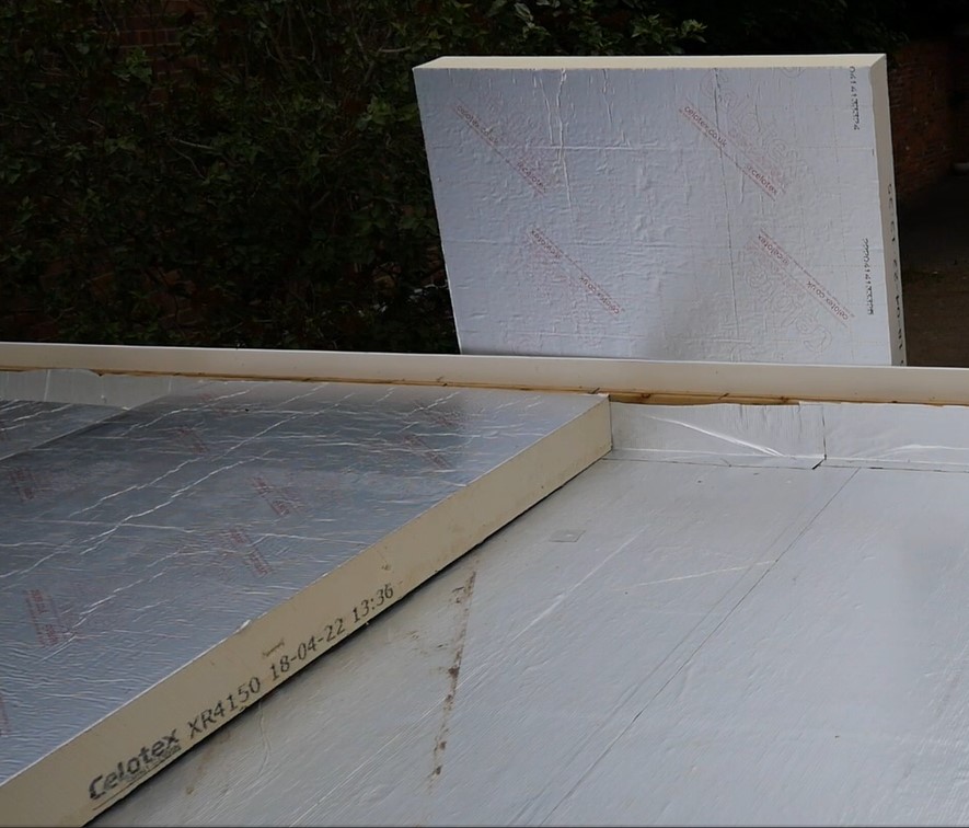 PIR insulation board in warm roof construction